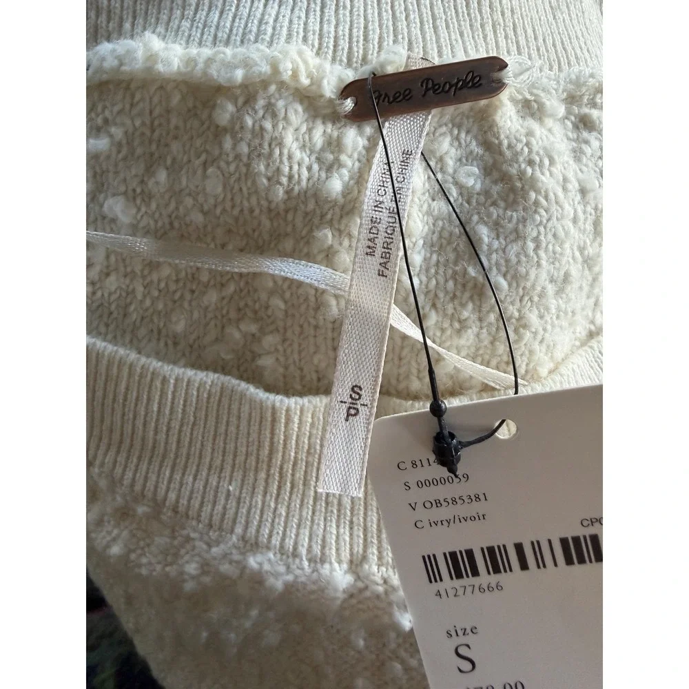 Free People‎ Found My Friend Pullover Sweater Ivory Women's Size Small
